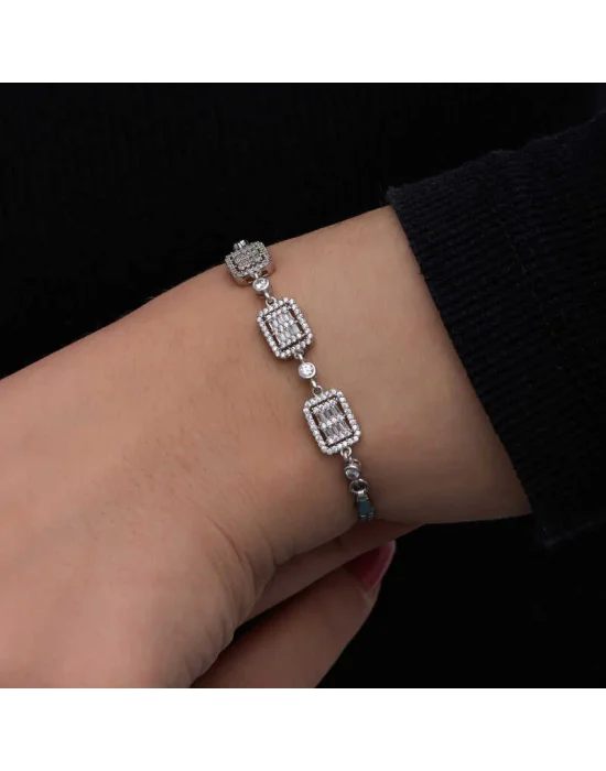 ​Gümüş Baget Taşlı Kadın Bileklik