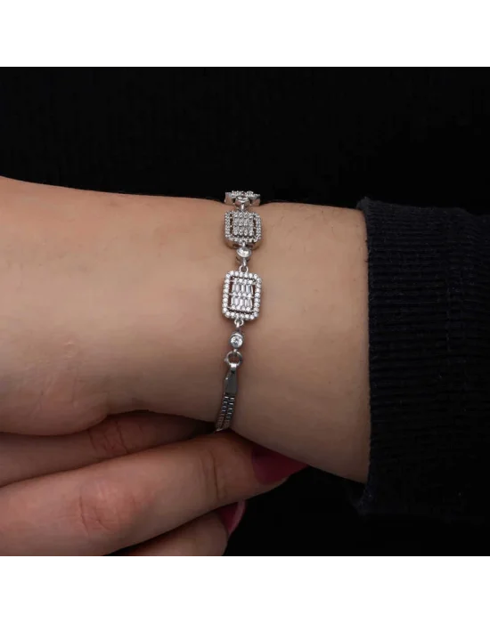 ​Gümüş Baget Taşlı Kadın Bileklik