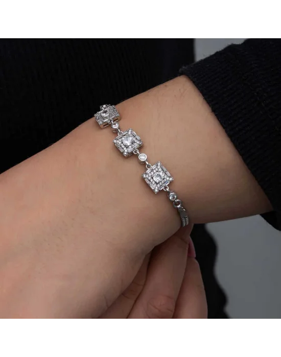 ​Gümüş Baget Taşlı Kadın Bileklik