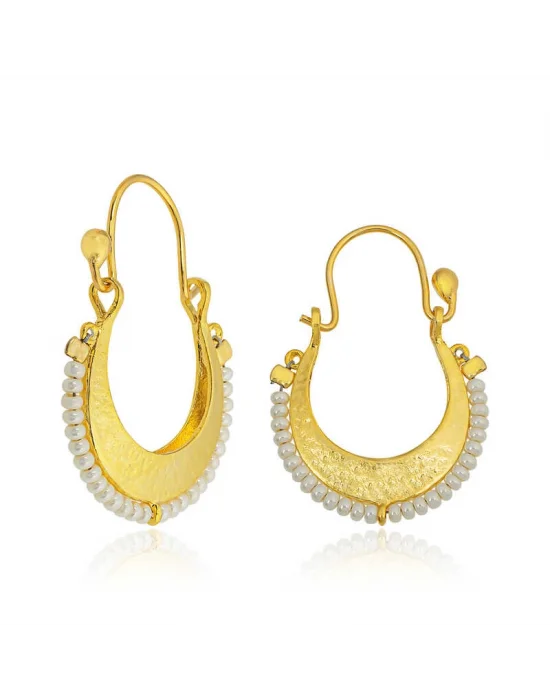 ​Gümüş Beyaz Taşlı Bohem Küpe