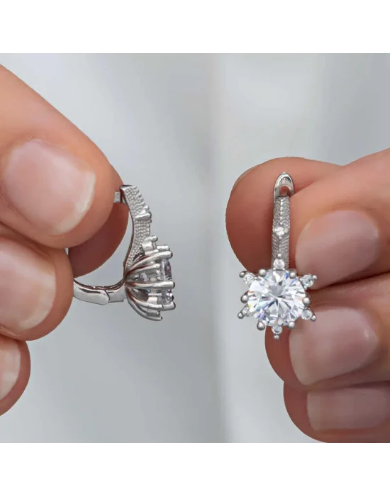 ​Gümüş Çiçek Desenli Kadın Küpe