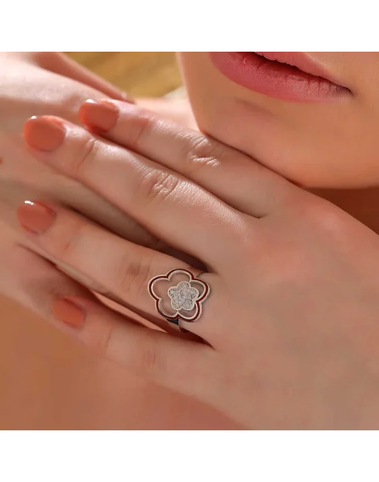​Gümüş Çiçek Desenli Kadın Yüzük