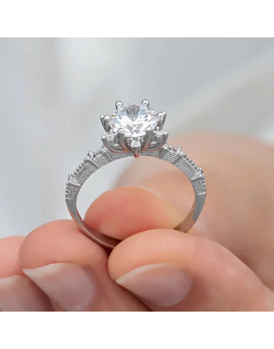 ​Gümüş Çiçek Desenli Kadın Yüzük