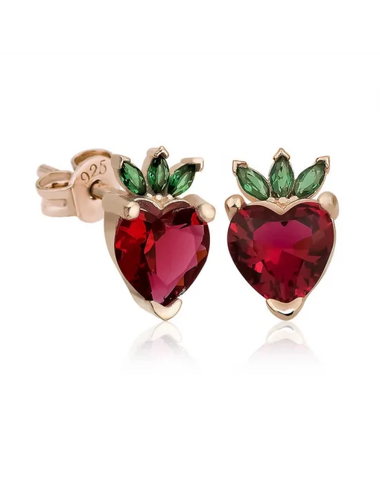 ​Gümüş Çilek Figür Meyve Çivi Küpe