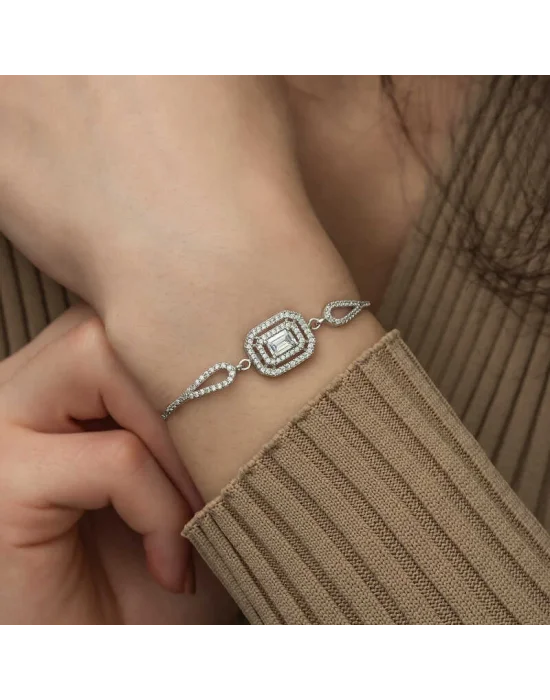 ​Gümüş Dikdörtgen Baget Bileklik