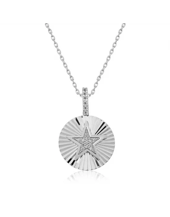 ​​Gümüş Fırfırlı Yıldız Bayan Kolye