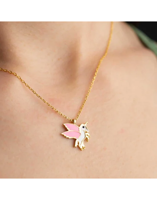 ​Gümüş Gold Kanatlı At Kolye