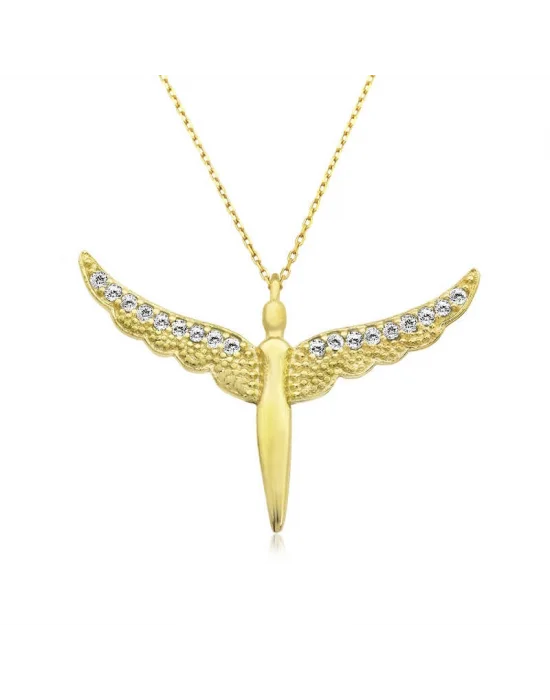 ​Gümüş Gold Kanatlı Melek Bayan Kolye