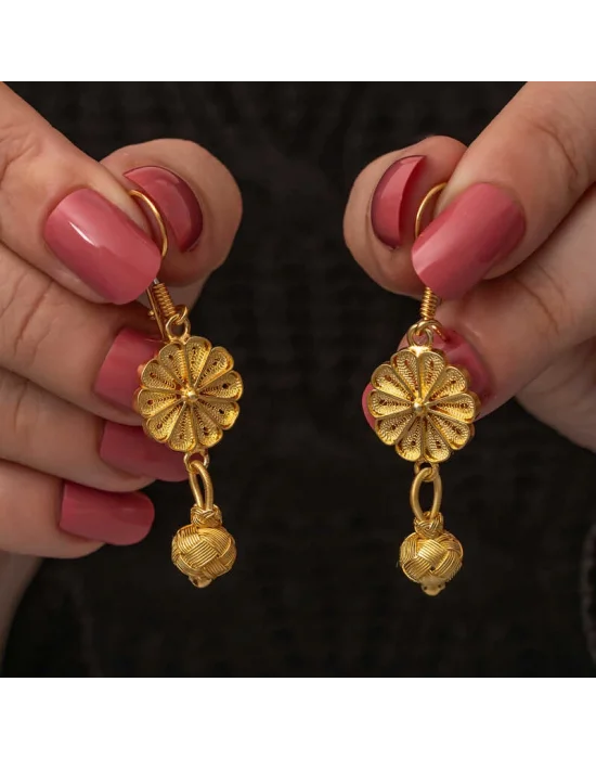 ​Gümüş Gold Sallantılı Trabzon Kazaz Kadın Küpe