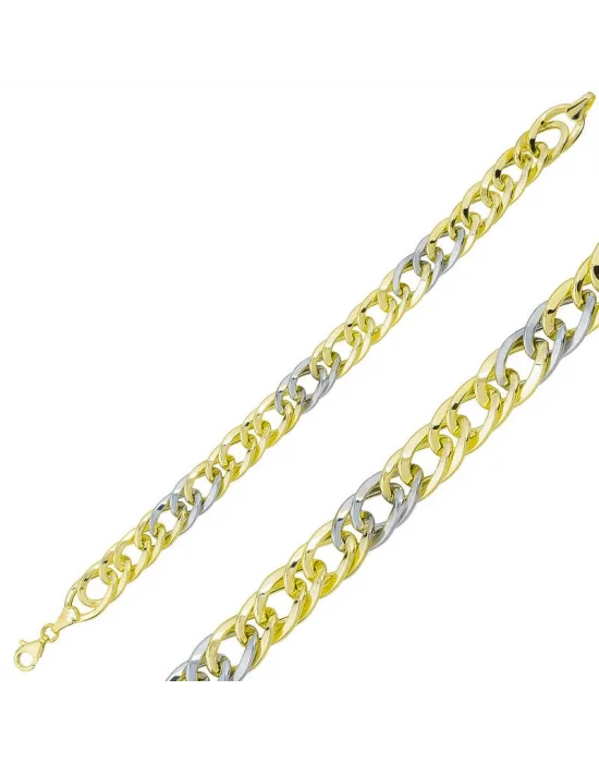 ​Gümüş İki Renkli Zincir Bileklik