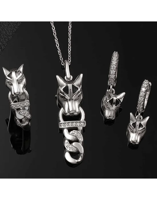 ​Gümüş Kaplan Figürlü Kadın Set