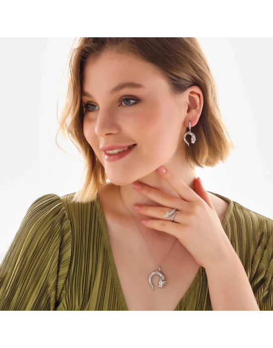 ​Gümüş Kaplan Figürlü Kadın Set