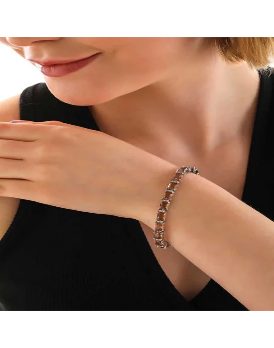 ​Gümüş Kare Zultanit Taşlı Kadın Bileklik