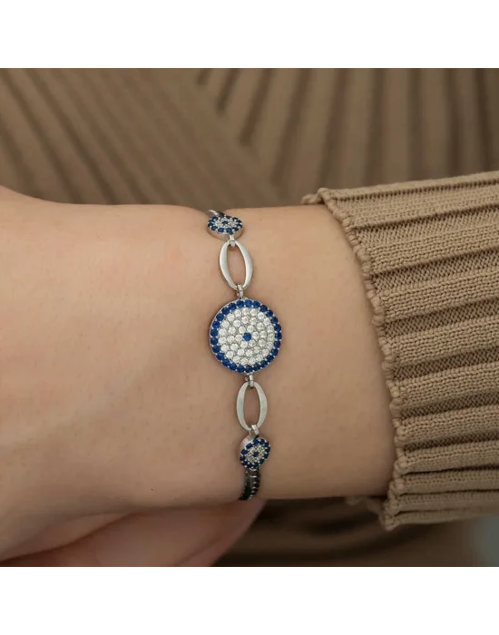 ​Gümüş Nazar Boncuklu Bileklik