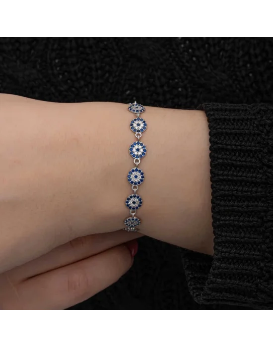 ​Gümüş Nazar Boncuklu Kadın Bileklik