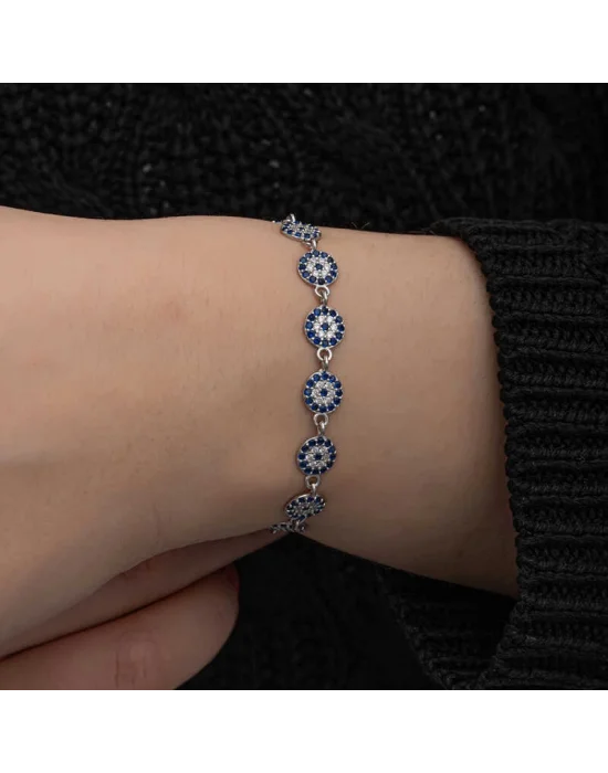 ​Gümüş Nazar Boncuklu Kadın Bileklik