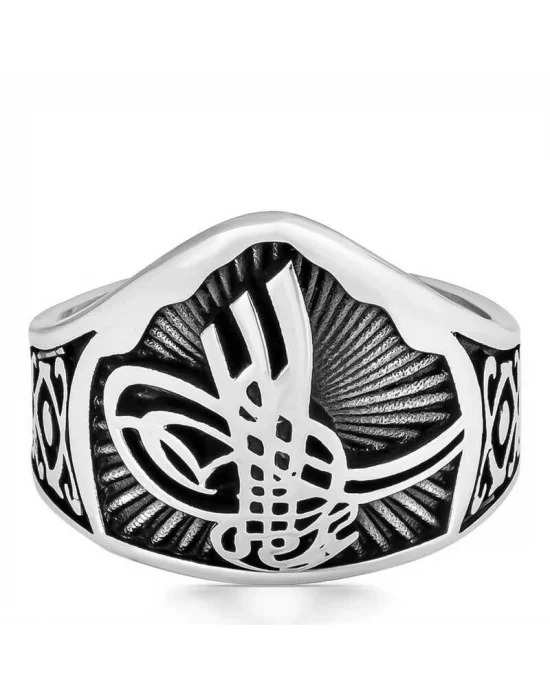 ​​Gümüş Osmanlı Tuğrası Başparmak Erkek Yüzük