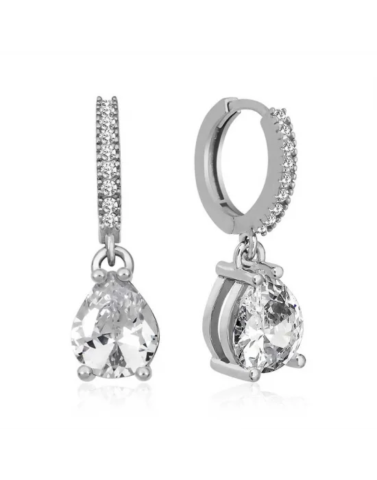 ​Gümüş Rodyum Halka Damla Küpe