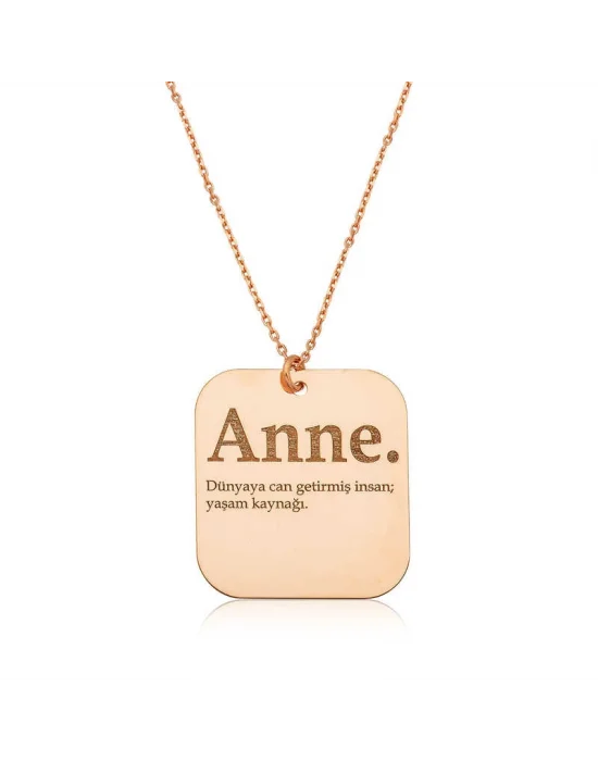 ​Gümüş Rose Anne Yazılı Plaka Bayan Kolye