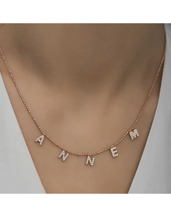 ​Gümüş Rose Annem Yazılı Bayan Kolye