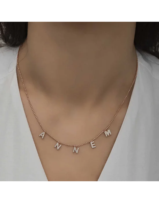 ​Gümüş Rose Annem Yazılı Bayan Kolye