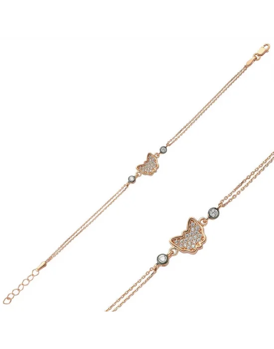 ​Gümüş Rose Kelebek Bayan Bileklik