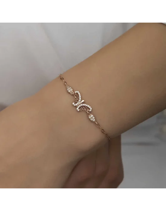 ​Gümüş Rose Kelebek Kadın Bileklik