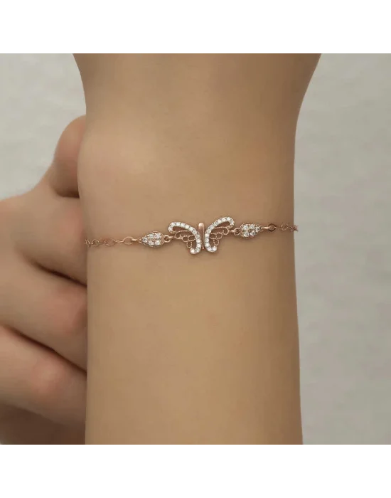​Gümüş Rose Kelebek Kadın Bileklik