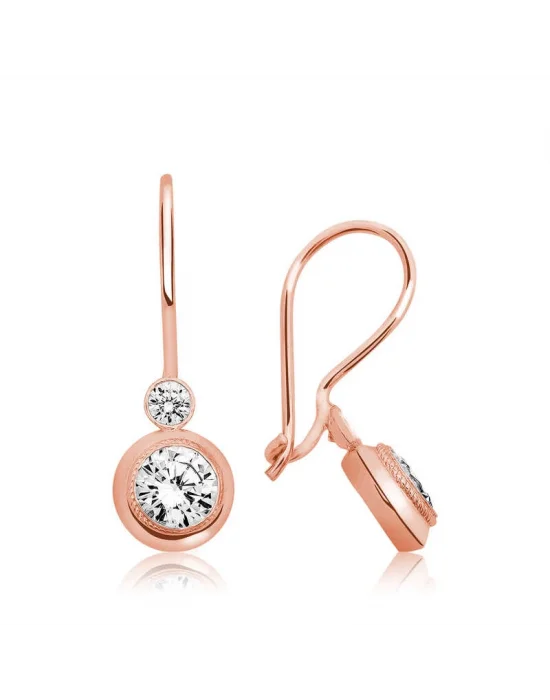 ​Gümüş Rose Sallantılı Tek Taş Küpe