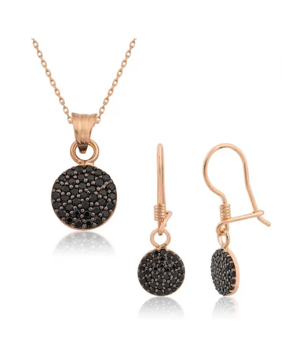 ​Gümüş Siyah Yuvarlak Bayan Set