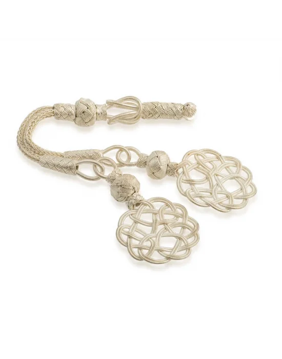 ​Gümüş Trabzon Örmesi Çift Başlı Kazaz Tesbih Püskülü