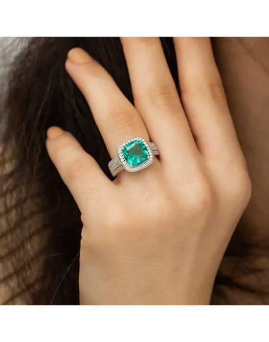 ​Gümüş Turkuaz Baget Bayan Yüzük