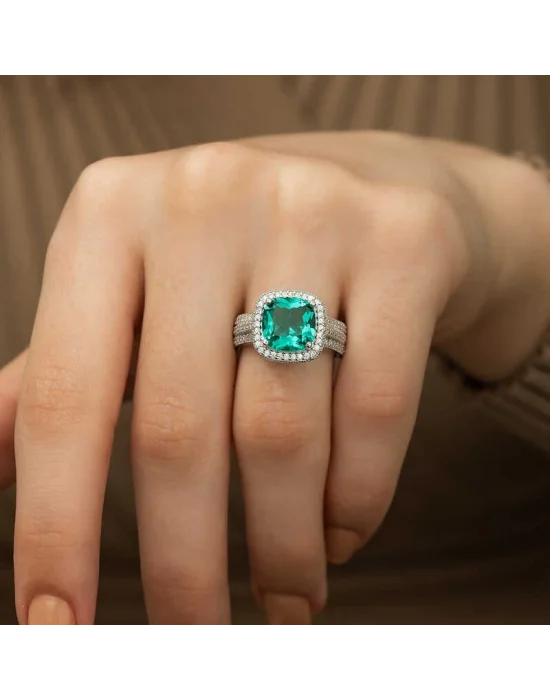 ​Gümüş Turkuaz Baget Bayan Yüzük