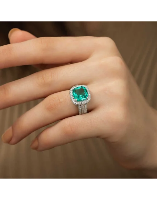 ​Gümüş Turkuaz Baget Bayan Yüzük