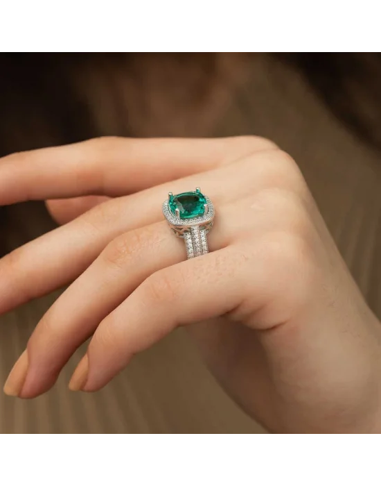 ​Gümüş Turkuaz Baget Bayan Yüzük