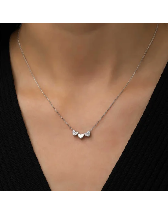 ​Gümüş Üç Kalp Kolye