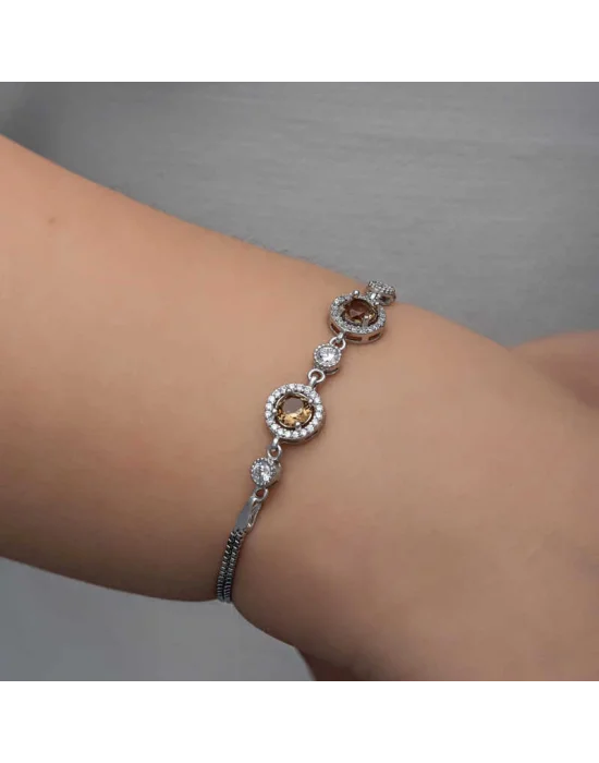 ​Gümüş Yuvarlak Zultanit Taşlı Kadın Bileklik