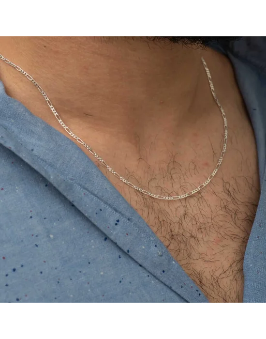 1.8 mm Gümüş Figaro Zincir - 0.50 mikron