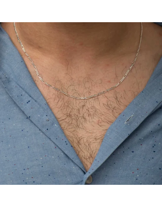 1.8 mm Gümüş Figaro Zincir - 0.50 mikron