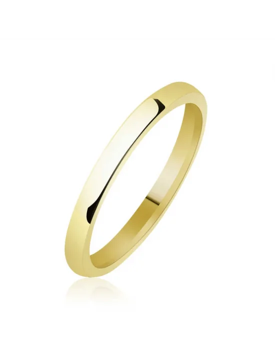 2 mm Düz Bombeli Gold Gümüş Alyans