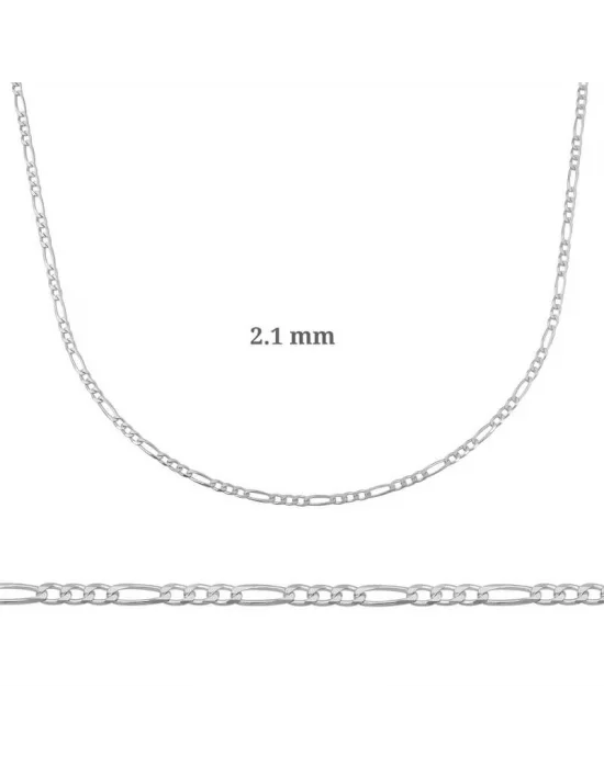 2.10 mm Gümüş Figaro Zincir - 0.60 mikron