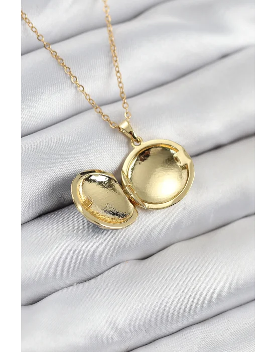 316L Çelik Açılabilr Kapaklı Deniz Model Gold Renk Kadın Kolye