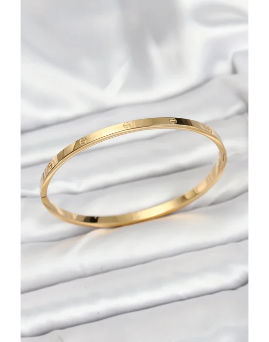 316L Çelik Gold Renk 65 mm İnce Kadın Kelepçe Bileklik
