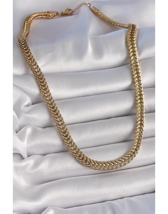 316L Çelik Gold Renk Balık Sırtı Model Kadın Kolye