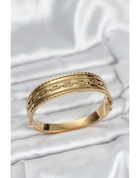 316L Çelik Gold Renk Vintage Model Kadın Kelepçe Bileklik