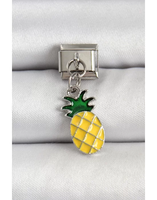 316L Çelik Gümüş Renk Ananas Model Nomination Charm