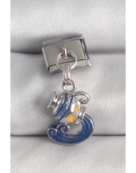 316L Çelik Gümüş Renk Sallantı Kova Burç Model Nomination Charm