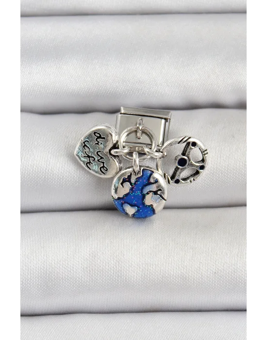 316L Çelik Gümüş Renk Travel Model Nomination Charm