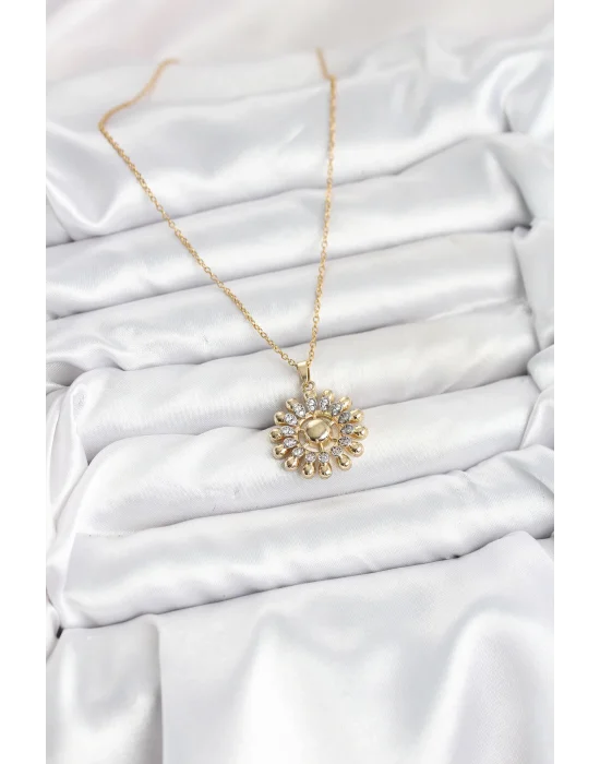 316L Çelik Zincir Gold Renk Güneş Model Kadın Kolye