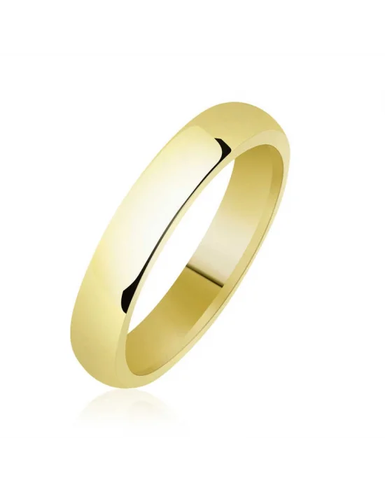 4 mm Düz Bombeli Gold Gümüş Alyans